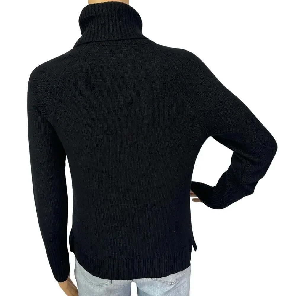 J. Crew Classic Wool Cashmere Turtleneck Sweater Black E6301 Size XS